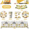 Happy Construction Birthday Party Decorations Set Plates Cup Tablecloth Gift Bags Banner Stickers Cake Decoration Party Supplies