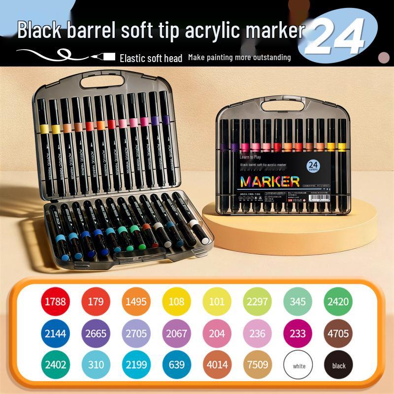 Kleine schwarze Box Acryl-Softspitzen-Markerstift für Kunstprojekte von Schülern und Kleinkindern