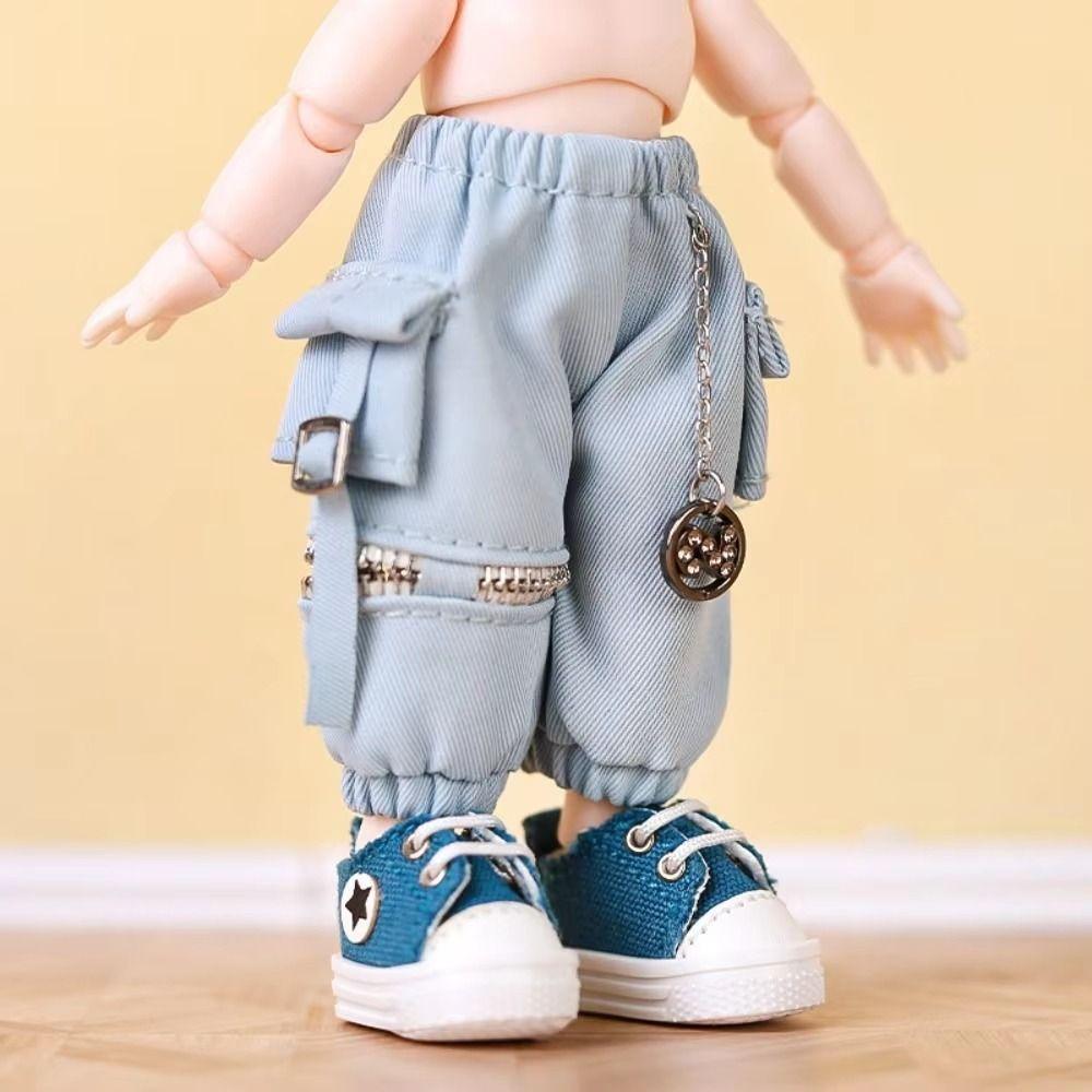With Pockets OB11 Trousers Chain Overalls Doll Outfit Doll Cargo Pants Daily Casual Elastic Waist Obitsu 11 Clothes DIY Toy