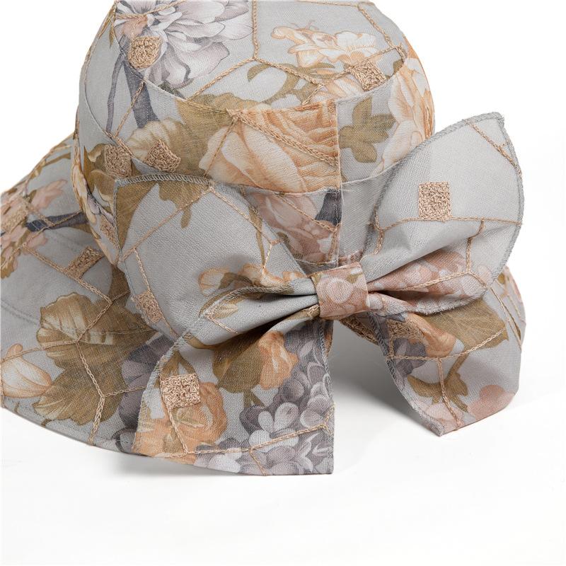 Mesh Flower Streamer Sun Hat Flower Print Breathable Bucket Hats Spring Summer Casual Sunshade Hats for Women