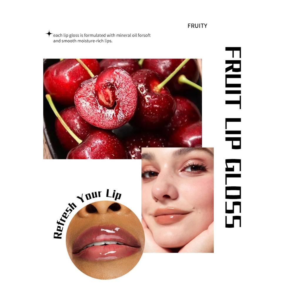 JULYSTAR Juice Lipgloss Natural Long-Lasting Moisturizing Mirror Lip Oil Fruit Flavored Plumping Water Glossy Tinted Liquid Lipstick Makeup 5ml