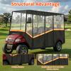 Passend für 6-Personen Golfwagen-Abdeckung mit transparentem Windschutz & reflektierenden Streifen 600D Wasserdichtes Oxford-Gewebe für Club Car