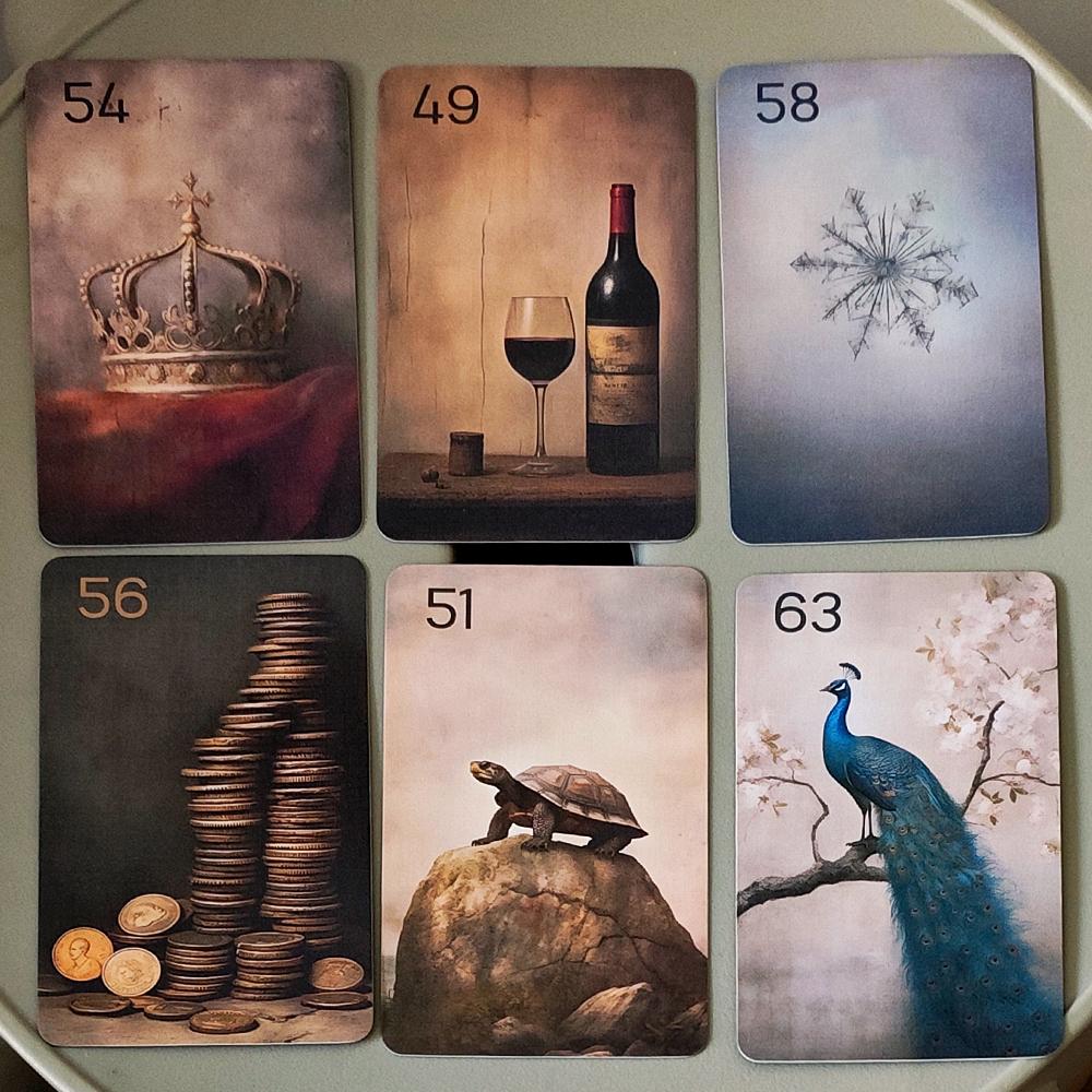 Carte Lenormand Silbernacht, 9*6cm 76 Pezzi Carte per Divinazione Stile Pittura a Olio Vintage Doppia Embossatura Dimensioni Portatili