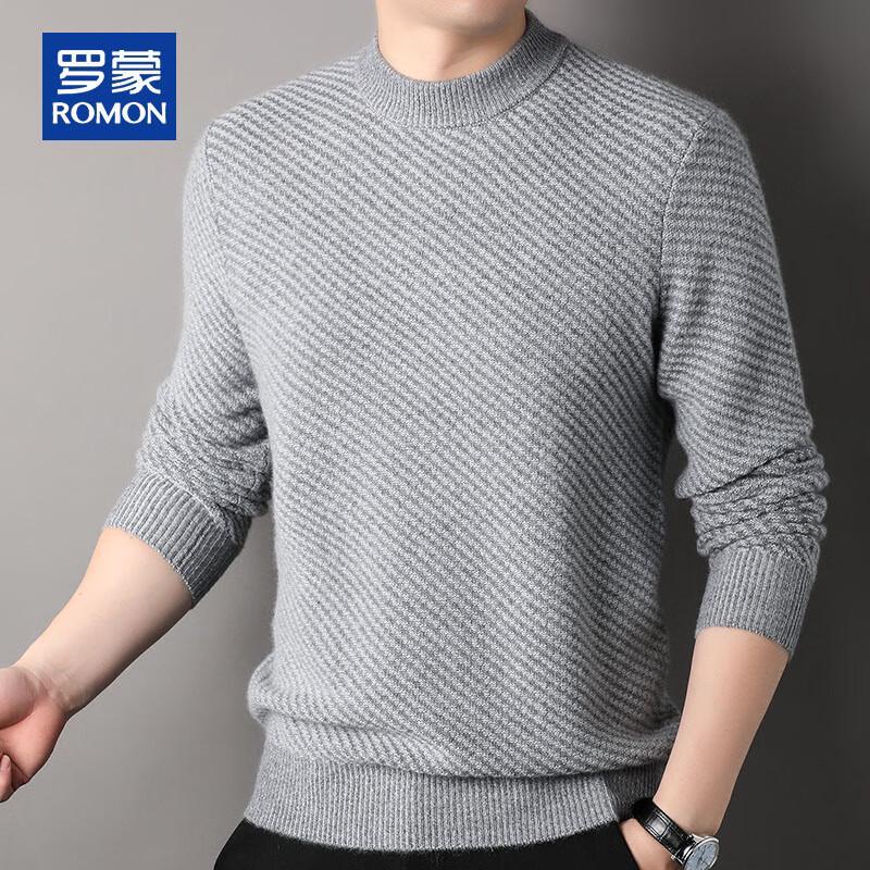 Romon Men's 100% Pure Cashmere Thickened Round Neck Sweater