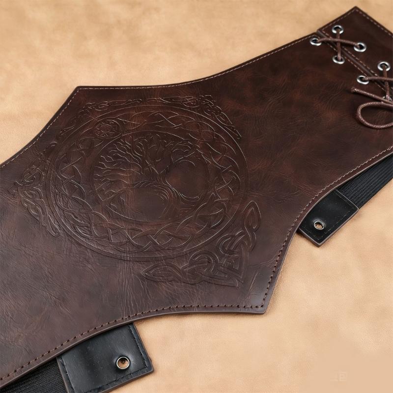 Medieval Corset Belt Waist Cincher PU Leather Embossed Waistband for Fashion and Comfortable Waist Accessory