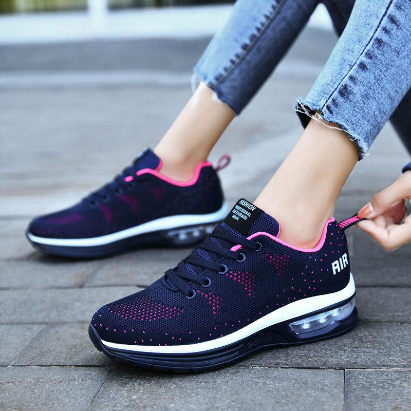Fashion Woman Sneakers Purple Sports Shoes Knitted Breathable Sneakers for Women Air Cushion Mesh Female Shoes Tennis Casual Shoes
