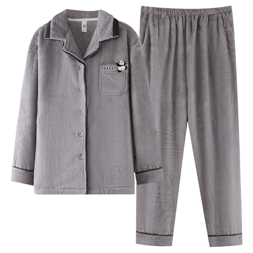 Coral Fleece Pajamas Women'S Autumn And Winter Thickened Fleece Flannel High-End Sweet And Warm Winter Loungewear Set