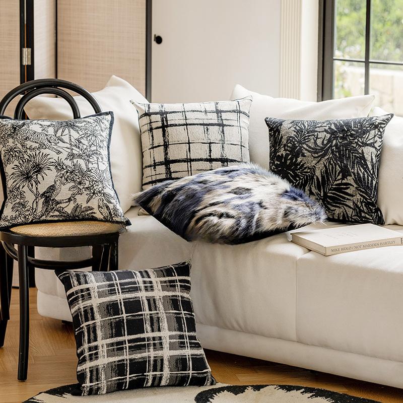 45X45CM Black and White Throw Pillow Cover Living Room Jacquard Cushion Cover Nordic Decor Home Decorative Pillowcase 2025 New
