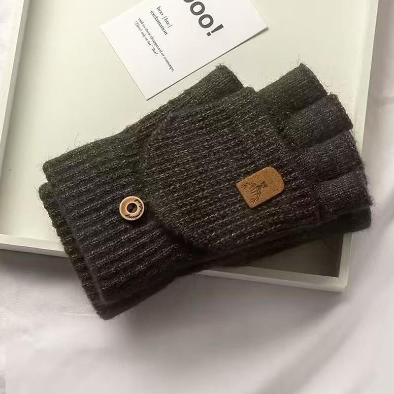 1Pair Knitted Fingerless Gloves Winter Thicken Warm Touch Screen Gloves For Men Women Warm Half Finger Thickened Gloves Gifts
