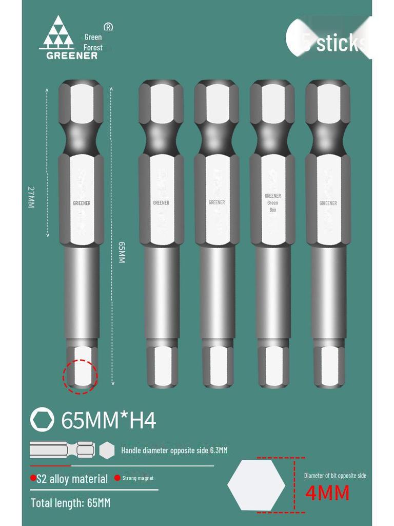 Green Forest Tungsten Steel Hex Wrench & Drill Set with Magnetic Hex Head