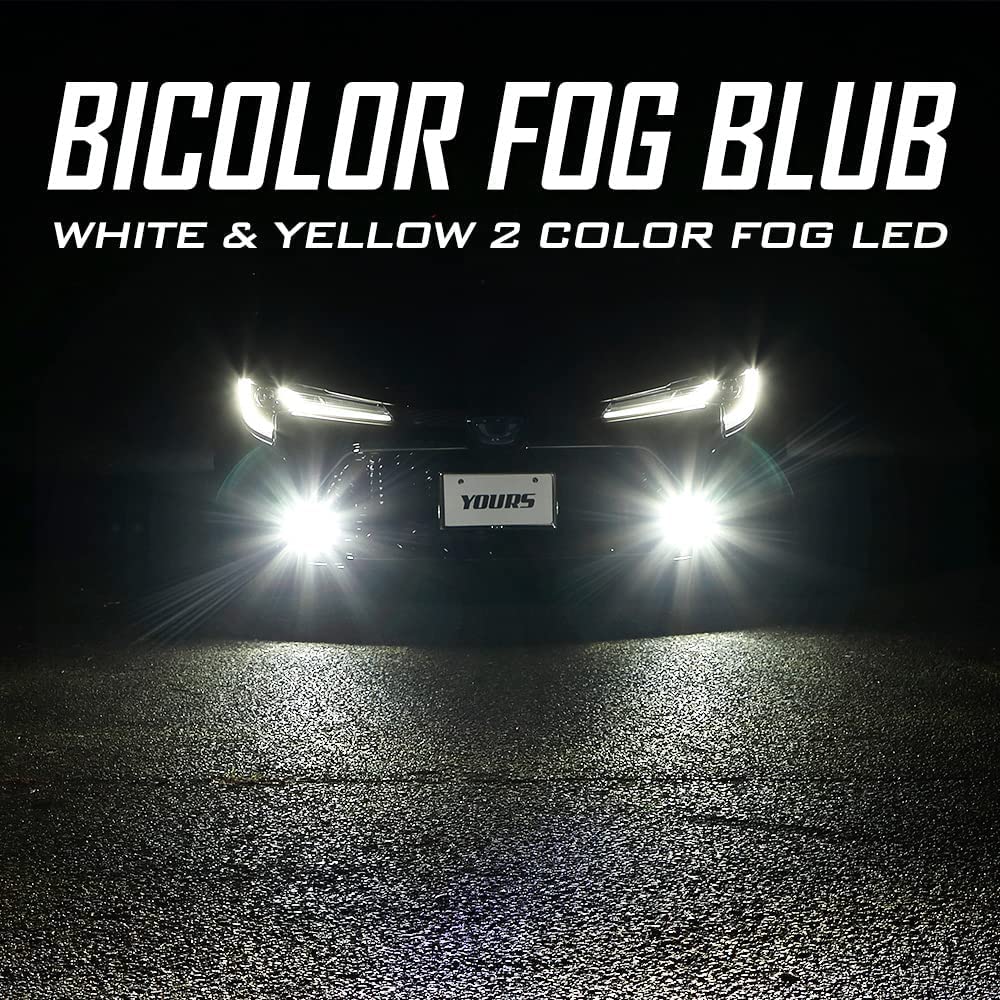 YOURS Switchable LED Fog Lamp Bulbs L1B for New Toyota Replacement for OEM Fog Custom Easy Toyota Custom Dress Toyota S (Yours) 2-Color (White/Yellow)