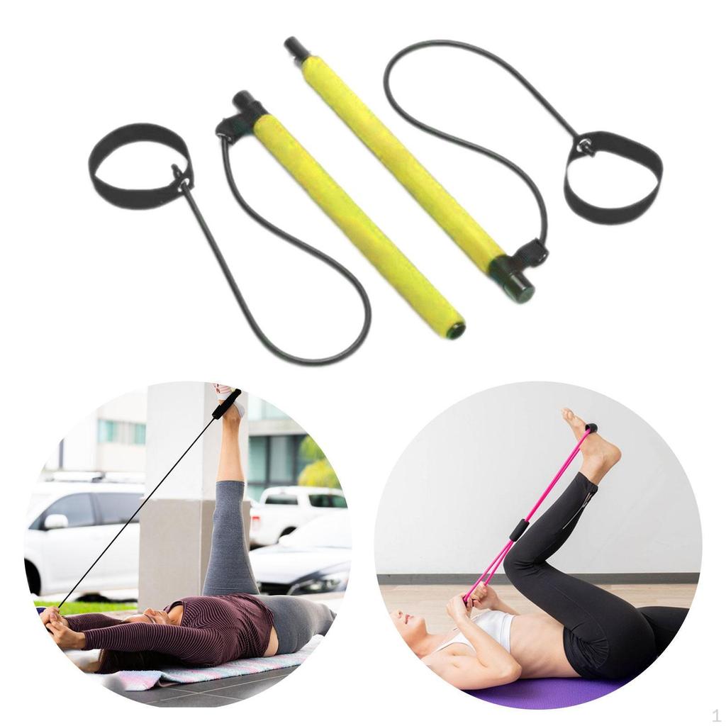 Section Pilates Bar with Resistance Bands for Home Fitness