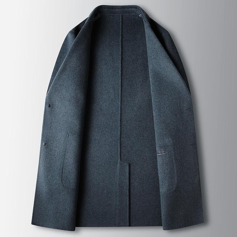 Autumn and Winter Handmade Double-sided Trench Coat Middle-aged and Young Business Leisure Warm Wool Nizi Jacket