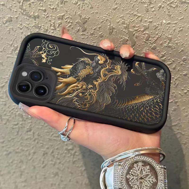 Luxury Fashion East Dragon Soft Phone Case For iPhone 11 12 13 14 15 16 Pro Max XR XS X 7 8 Plus SE 2020 Silicone INS Covers