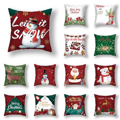 Merry Christmas Santa Claus Cushion Cover Home Living Room Sofa Decoration Square Polyester Throw Pillow Cover 45x45cm