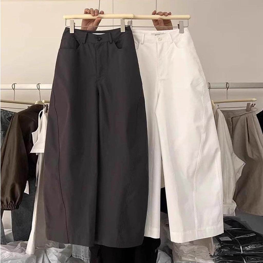 Korean Style Curve Blade Casual Pants for Women - Spring/Fall 2026, Plus Size, Loose, Hip Covering, Slimming, Versatile Wide Leg Long Pants