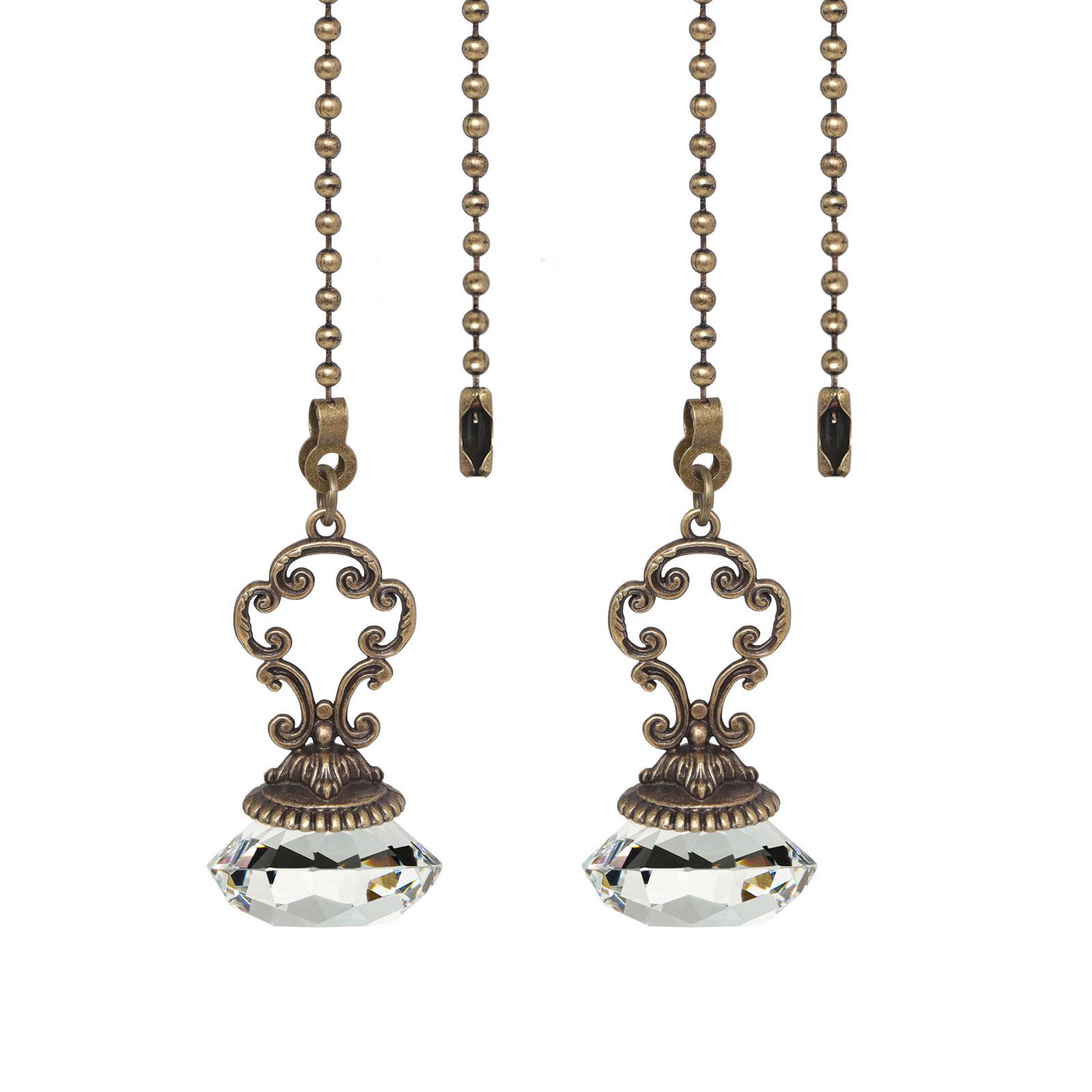 

2 шт. Ожерелье-подвеска из античной бронзы и хрусталя, отделка салона автомобиля, удлинитель цепочки для потолочного вентилятора, идеально подходит для свадеб и вечеринок прозрачный