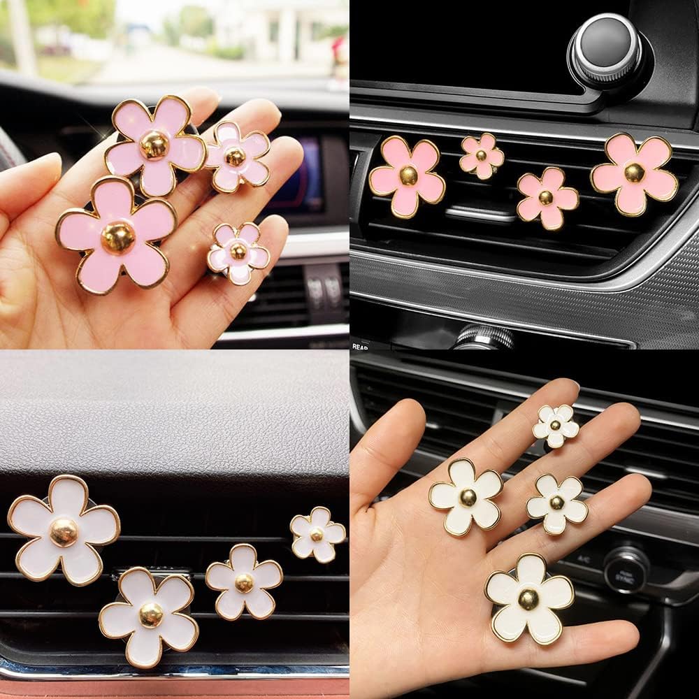 Car Air Freshener Vent Clips For Women 8 Pieces Cute Car Vent Clips Decorations Daisy Flower Car Accessories Air Freshener Clips For Christmas