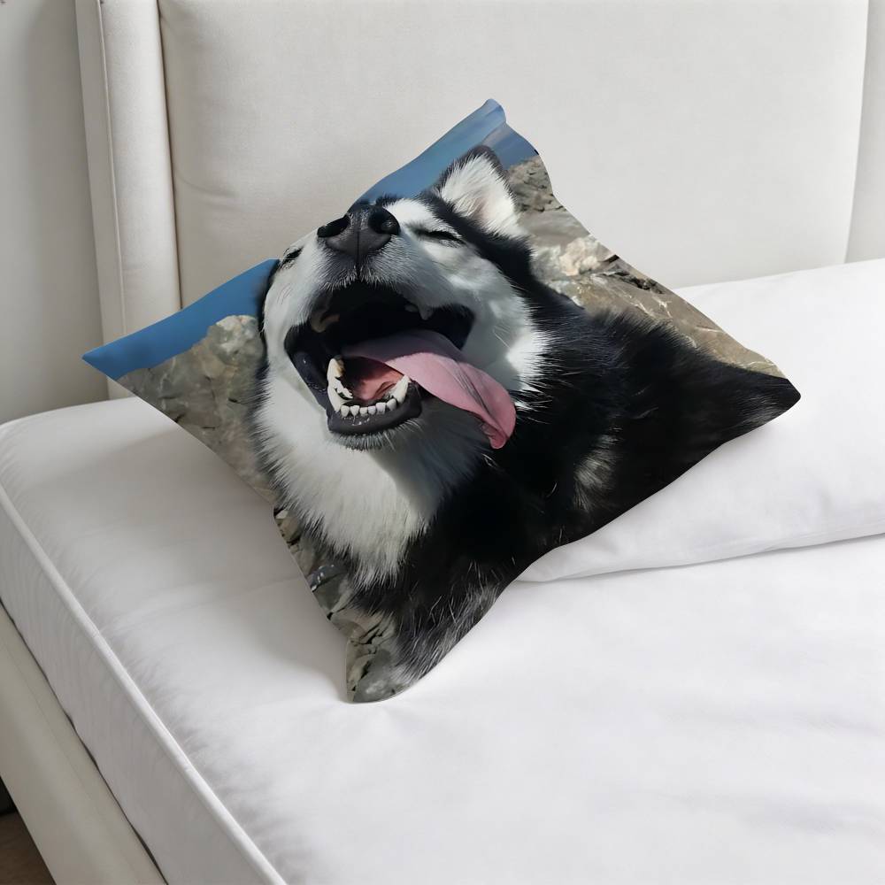 Husky PPuppy Dog Decorative Square Pillow Cover Modern Cushion Case for Living Room Bedroom
