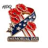 Respect Brooch Memorial Day Flower Pin Commemorative Soldier Long-lasting Tribute Wear-Resistant Anti-Rust Patriotic Lapel