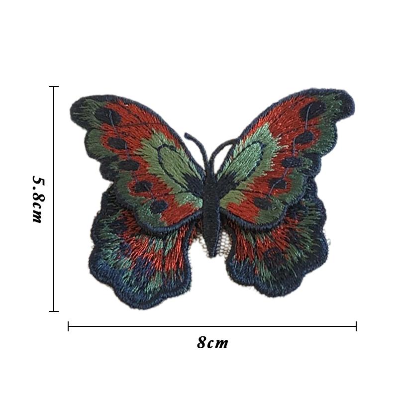 5Pcs Colorful Butterfly Fabric Applique Embroidery Patches 8x5.8cm Sew-On Stickers for DIY Sewing Hanfu Dress Clothing Patch