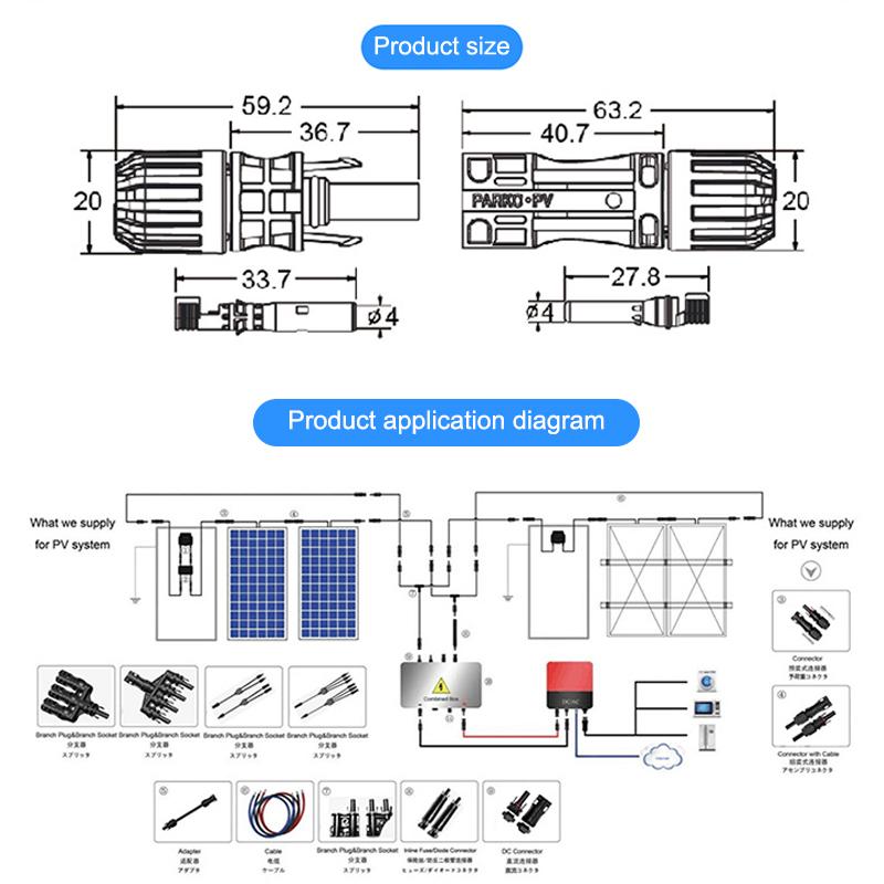 Solar Connectors 30A 1500V Male/Female Ip68 Waterproof Solar Connectors Solar Panel Waterproof Plug Connectors