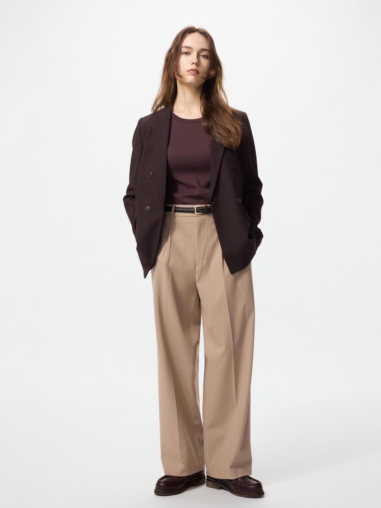 

Uniqlo Japan Tuck Wide Pants One Tuck Стандартная длина 69 71 см 32 BEIGE/XS