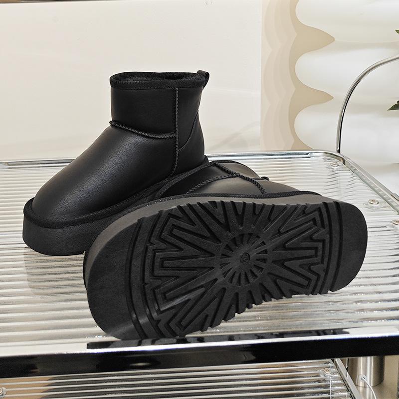 

Внутрішня висота снігових черевиків шкіряних хлібних черевиків на підкладці з потовщеної теплої бавовни 36 чорний