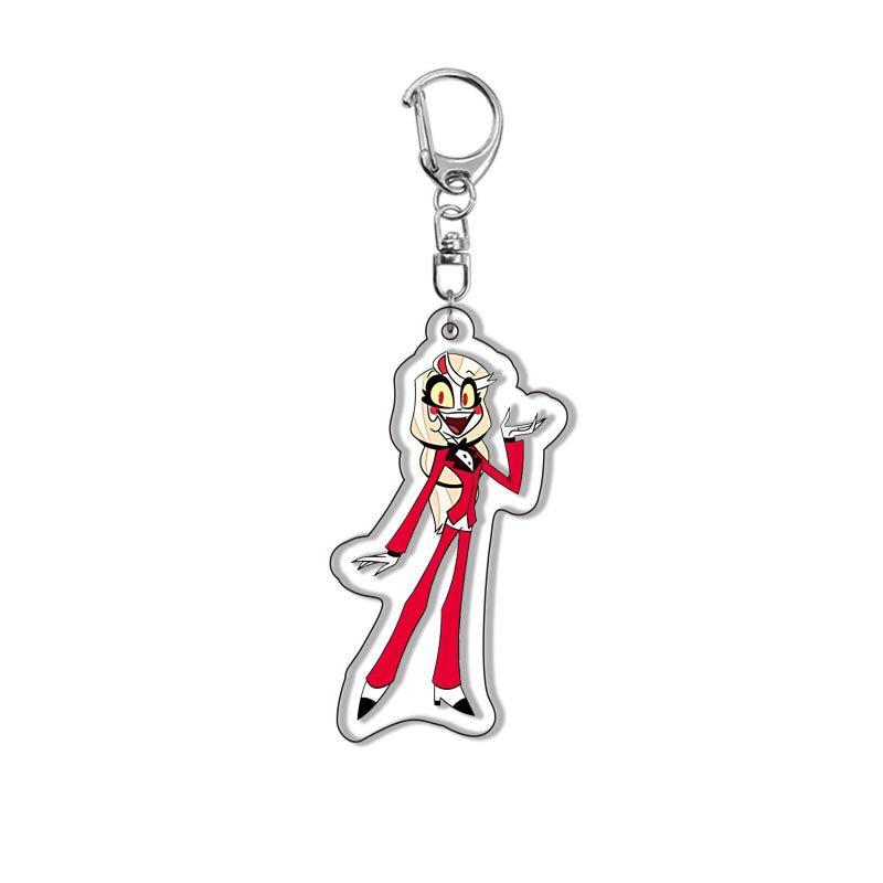 H-Hazbin Hotels Acrylic Keychain Cute Animation Anime Figurine Keyrings Backpack Pendant Vaggie Alastor Key Chain Fans Present Llaveros