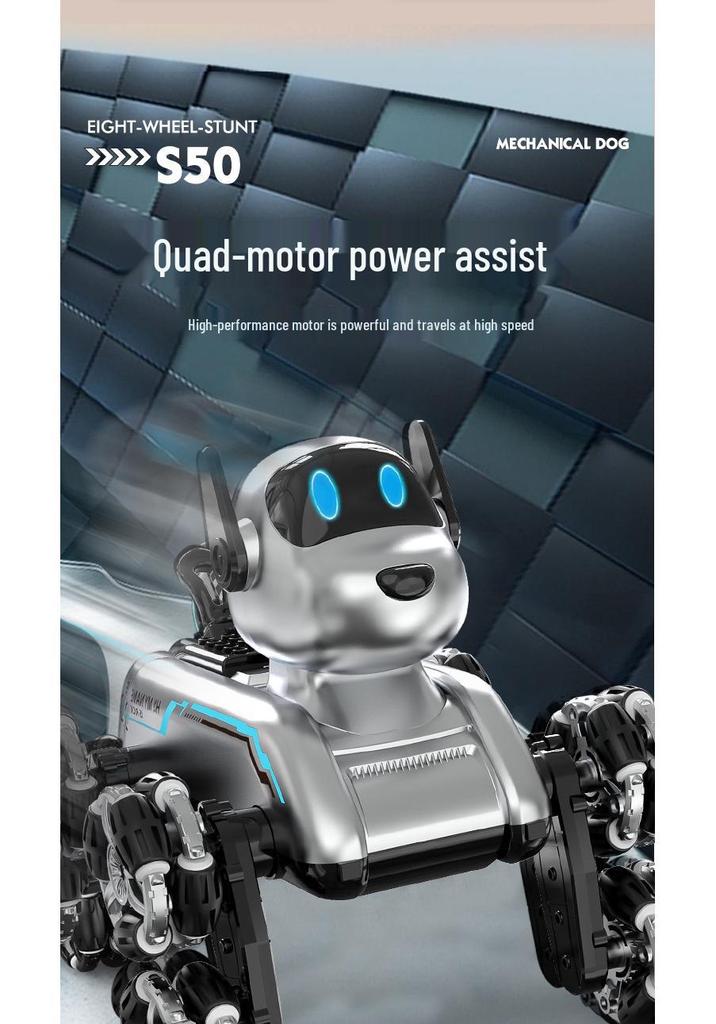 Eight-Wheel Stunt Robot Dog: Gesture-Sensing Remote Control Toy for Kids