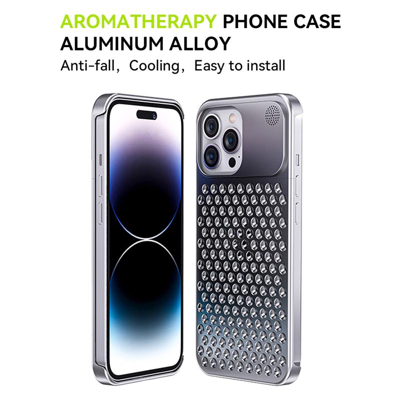 Liga de alumínio iphone 15 14 pro max caso para iphone 12 13 pro iphone caso oco dissipação de calor anti-queda adequado