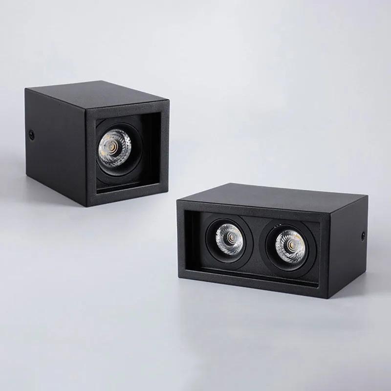 Square White Black LED COB Ceiling Lamp Indoor Lighting Surface Mounted Downlight Household 12W/18W LED Spot Light