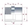 Manchon de Réduction PVC 50-40mm Fileté 1 1/4" PN10 - Raccord Adaptateur