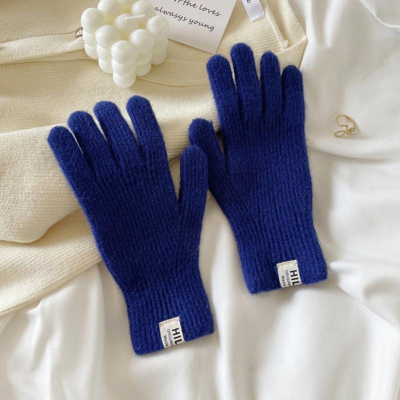 

Простые шерстяные перчатки землистого цвета вязаные перчатки женские осенне-зимние теплые для продвинутого расслабления короткие перчатки Average size