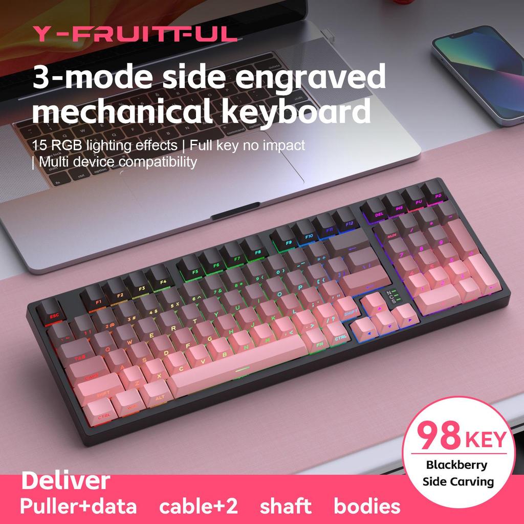 K98 Mechanische Tastatur mit Farbverlauf-Seitengravur - Drei Modi