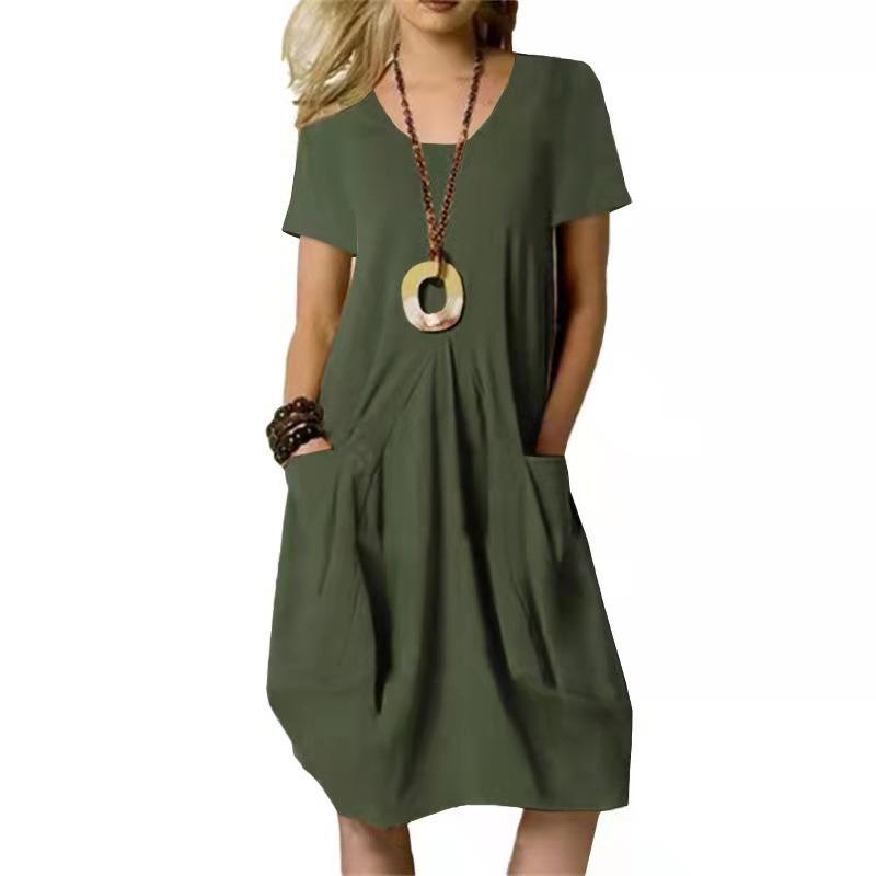 JPNTKY Women's Fashion Casual Solid Color Print Short Sleeve O-Neck Blouses & Shirts