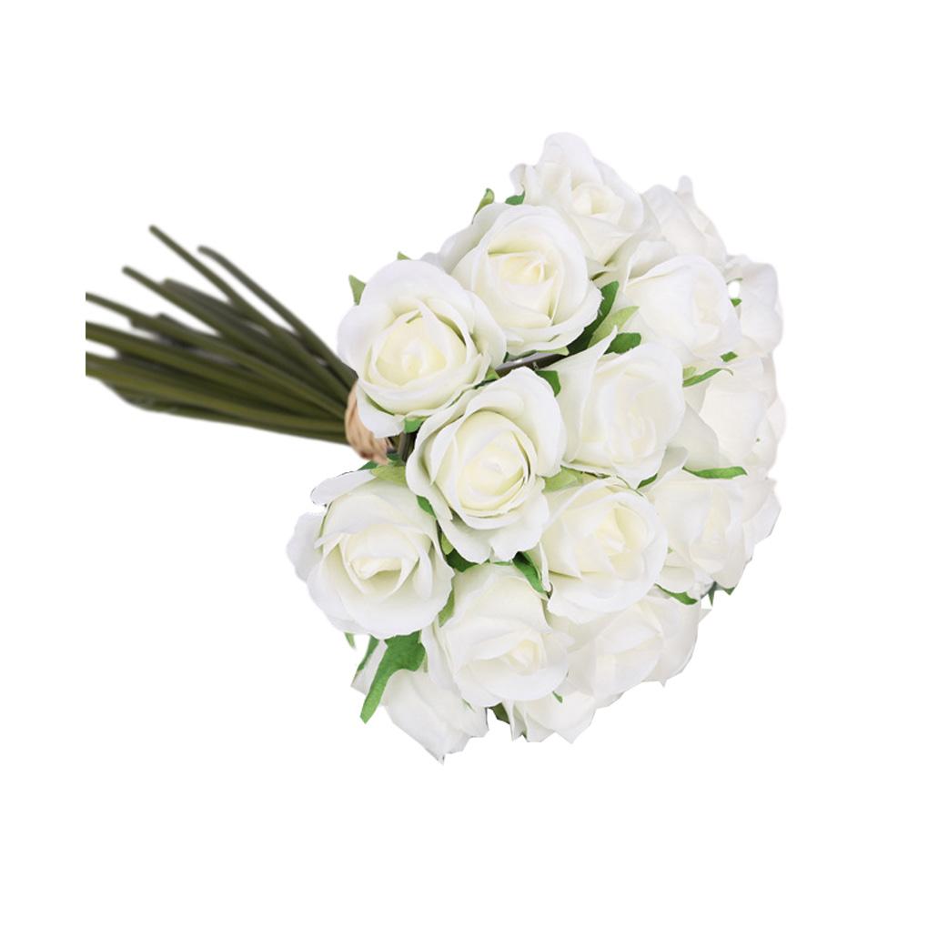 Artificial Flowers Fake Rose Bridal Bouquets 20 Heads Handheld for Arrangements Wedding Table Centerpieces Home Party