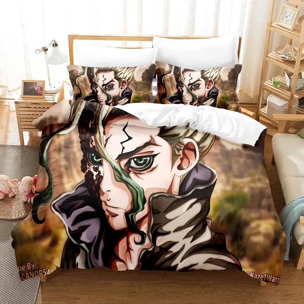 3D Printed Dr.Stone Senku Bedding Set Boys Girls Twin Queen Size Duvet Cover Pillowcase Bed Kids Adult Home Textileextile
