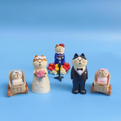 Japanese Bride and Groom Cat Mini Ornaments - Cute Resin Desktop Decorations