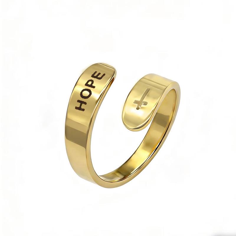 Retro Open Stainless Steel 'I Am Enough' Double Layer Ring for Women