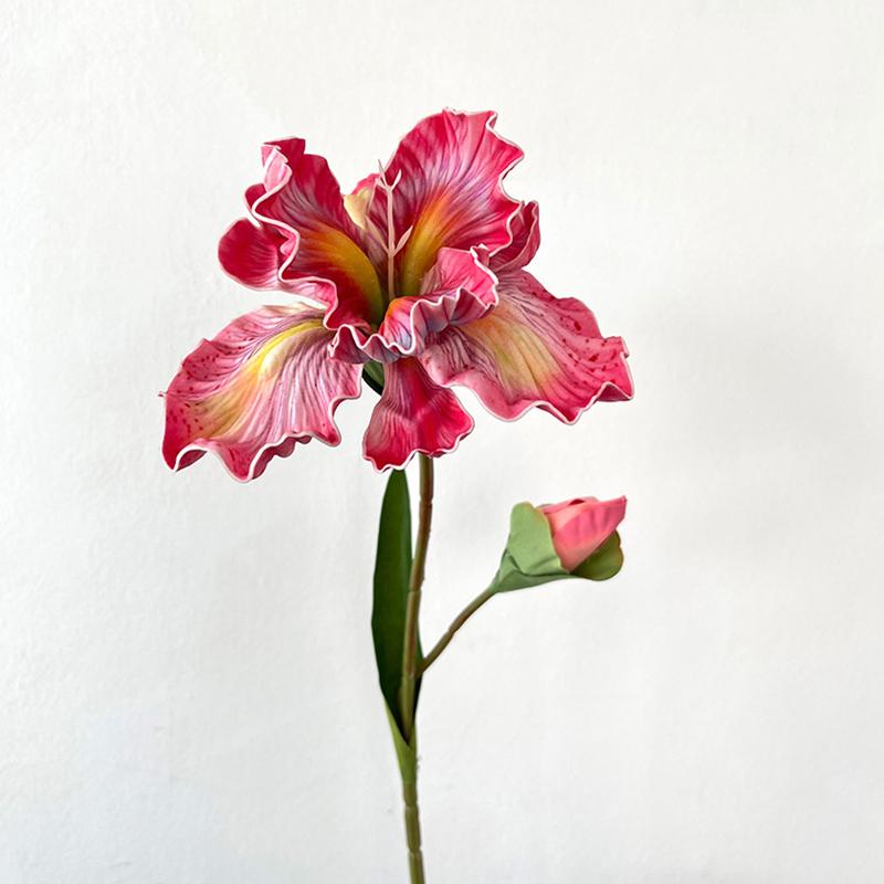 1PC 2-head Iris Flowers Party Wedding Decorative Artificial Cattleya Orchid Home Decoration Simulated Flower Silk Flower 45cm