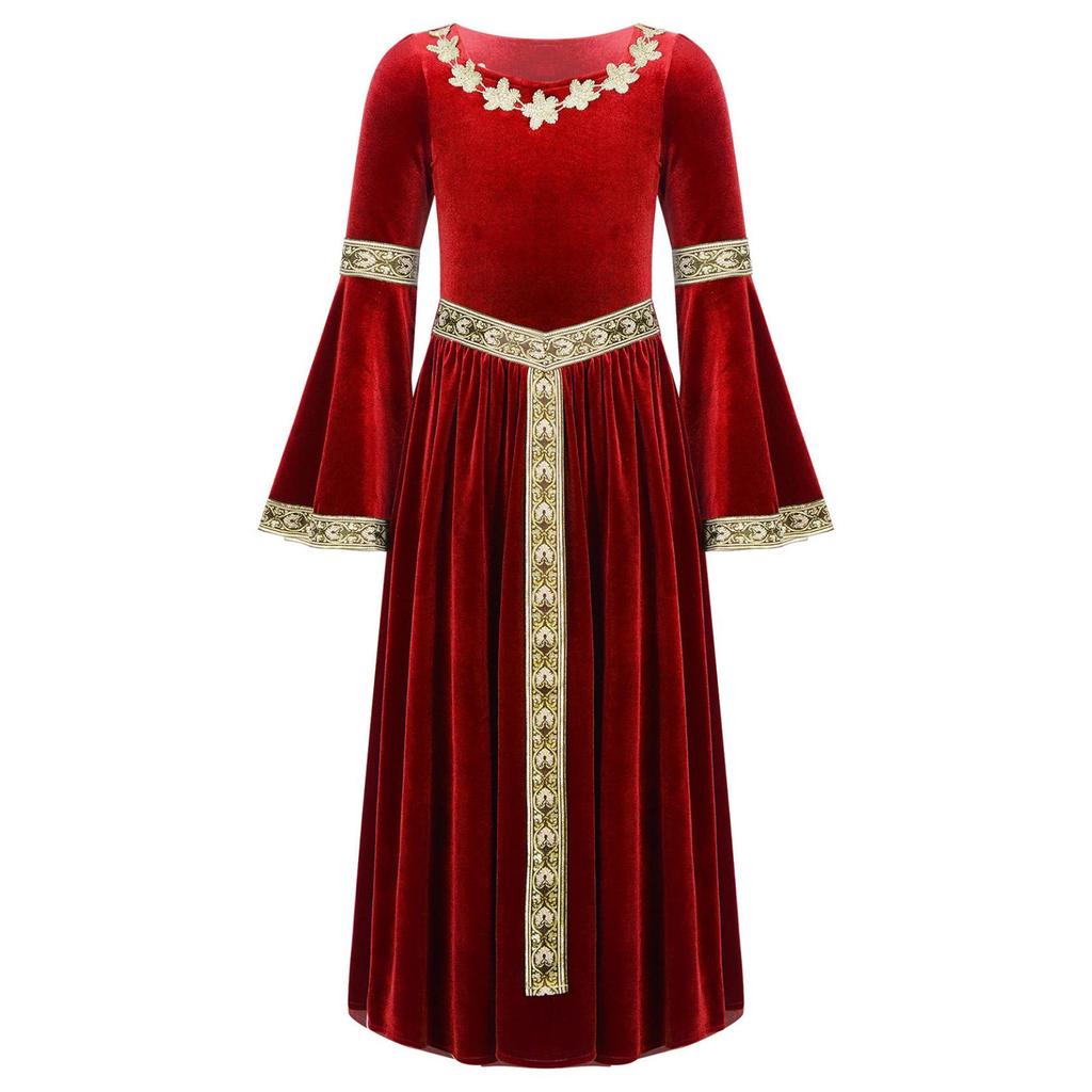 Girls Medieval Princess Costume Renaissance Costume Robe Retro Gown Dress for Halloween Cosplay Dress Up