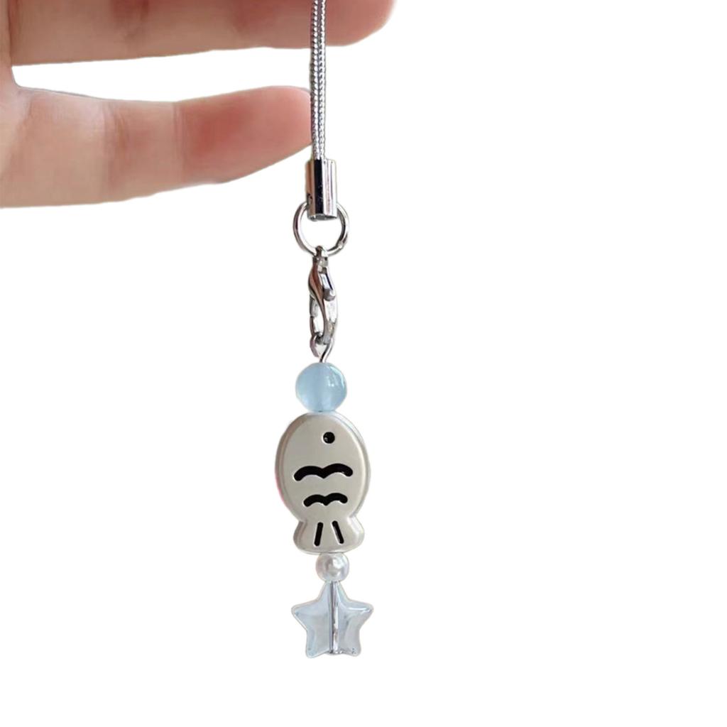 Stylish Fish Phone Chain Ornament Snapper Star Beaded Cellphone Pendant Phone Lanyard Bag Charm for Fashion Individuals