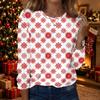 Women's Christmas Print Crewneck Long Sleeve Pullover Top for Holiday Party and Casual Wear