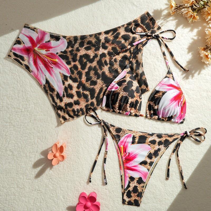 Swimsuit Printed Lace Sexy Bikini Split Fashionable Three-piece