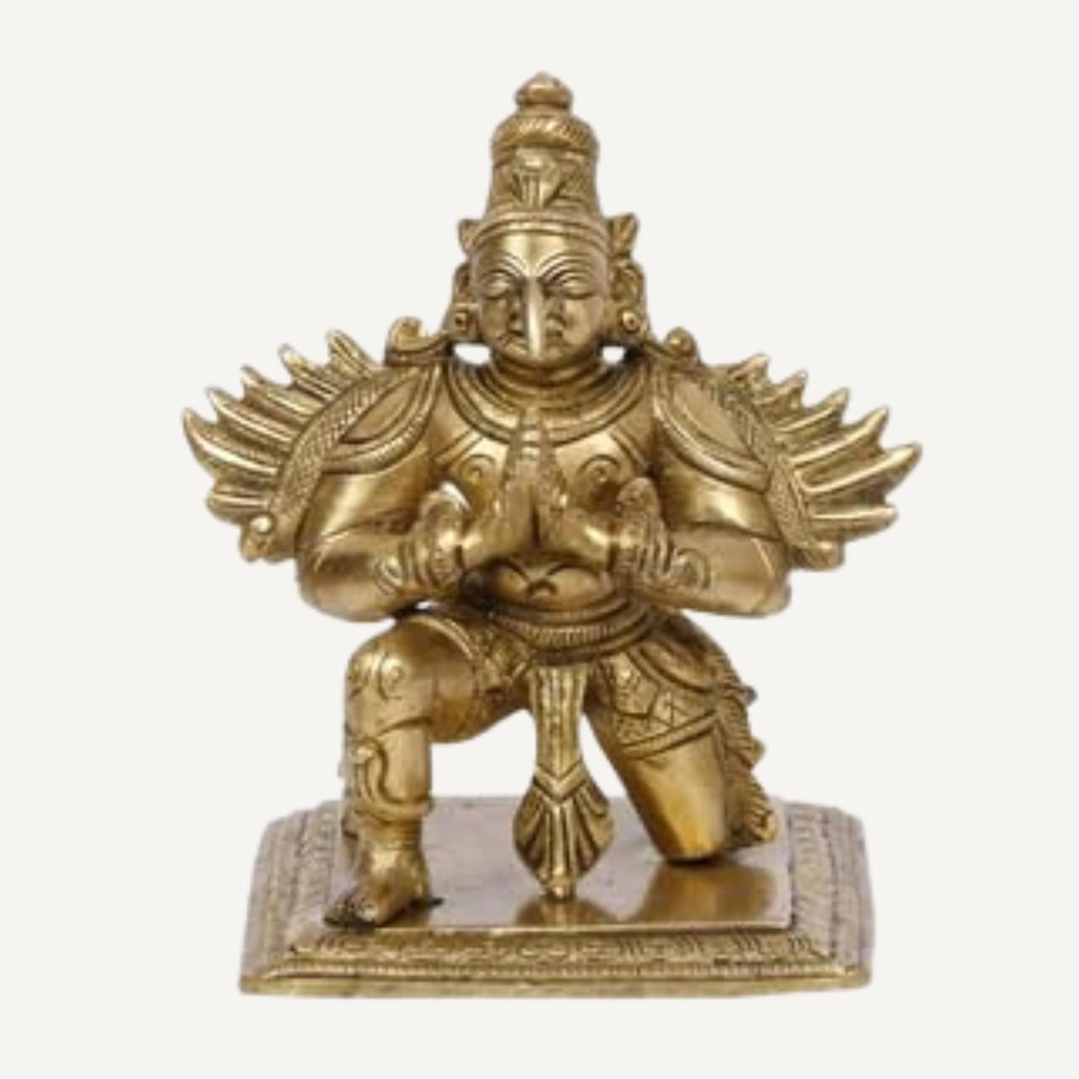 Lord Garuda Idol, Religious Statue, Enhancers Spiritual Growth, Brass - 9 Cm
