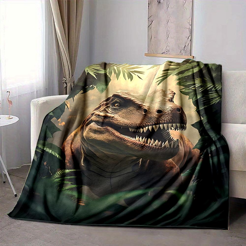 1pc Dinosaur, Prehistoric Soft & Warm Polyester Knit Blanket, Digital Printed, All-Season Throw for Napping, Traveling, Sofa yy250906048