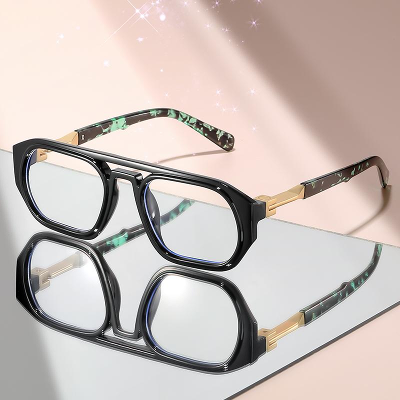 

Lightweight Durable Quality Latest minimalist double-beam flat Glasses with Metallic links and classic pilot Glasses