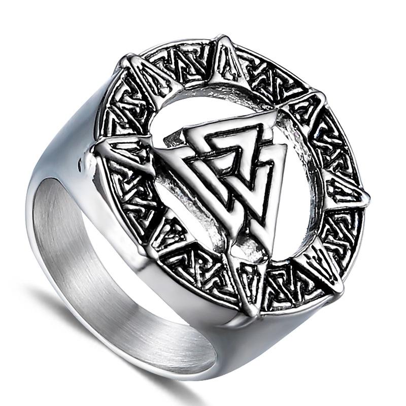 2026 European and American Rings, Personalized Fashion Retro Triangle Men's Titanium Steel Rings, Accessories
