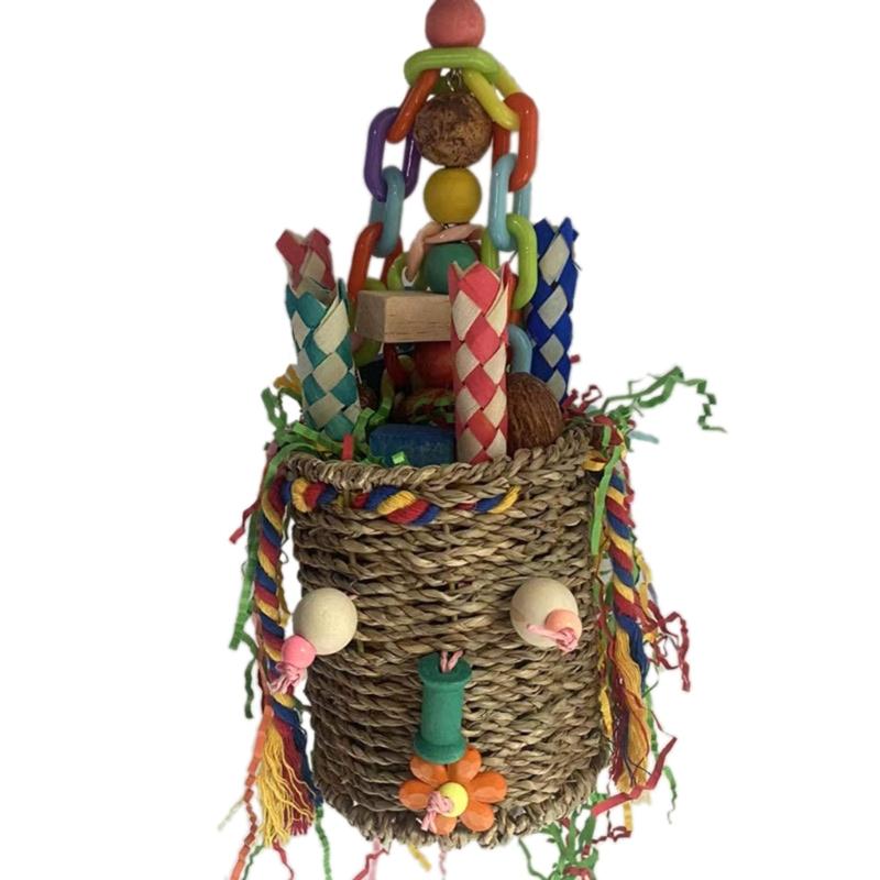 Bird Foraging Basket Bird Foraging Toy Seagrass Basket Bird Toy Chewable Parrot Toy Bird Cage Toy Bird Tearing Toy 1